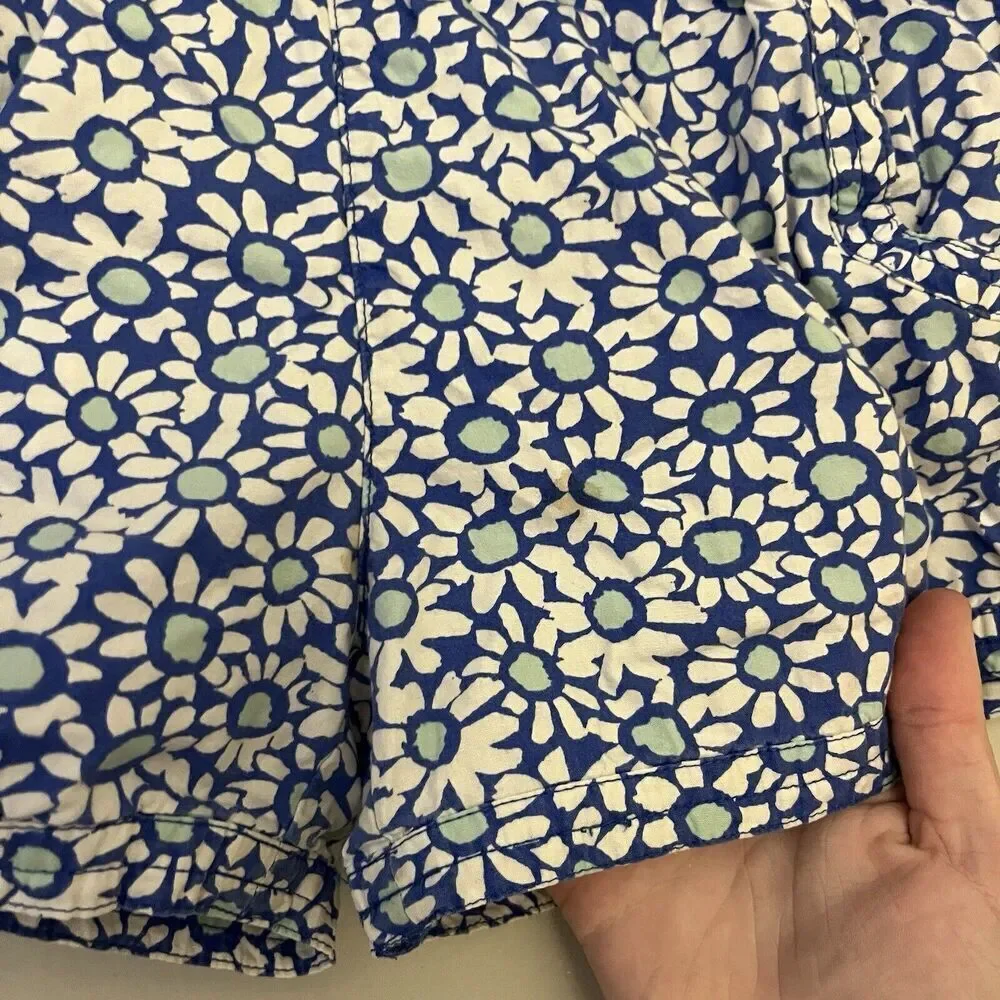 Mini Boden Blue Floral Girls Shorts 9Y Cotton Pull-On Mini Cottagecore